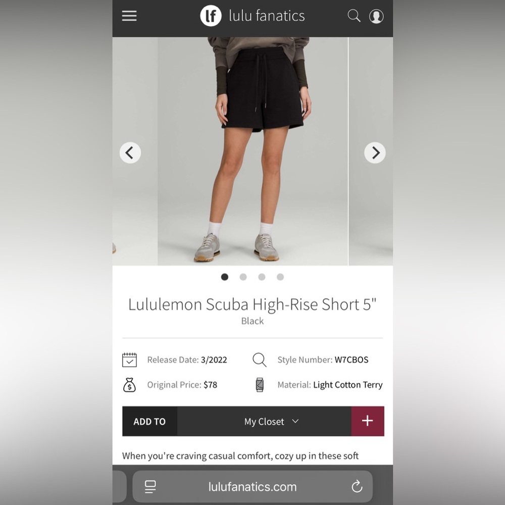 NWT Lululemon Scuba High-Rise Short 5"
Black